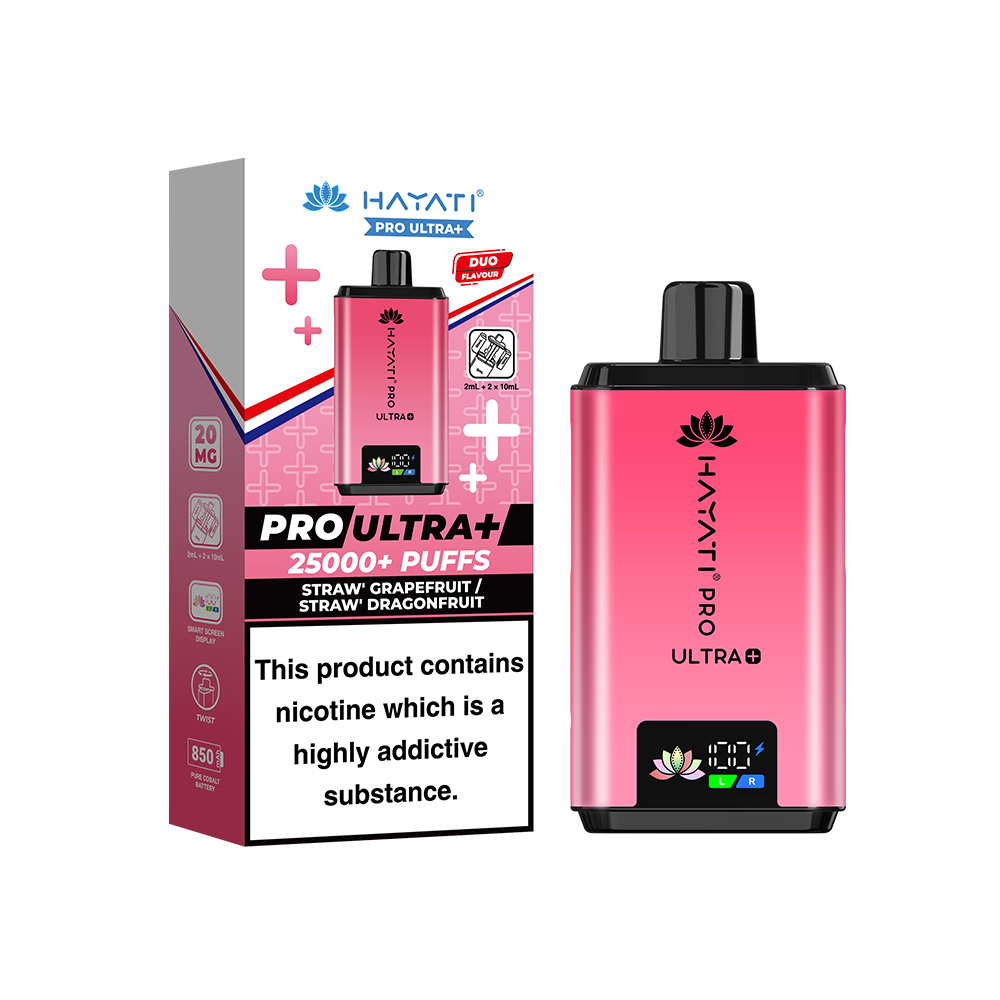 Hayati Pro Ultra Plus 25K Prefilled Vape Kit Straw Grapefruit / Straw Dragonfruit | The Ace of Vapez Distro