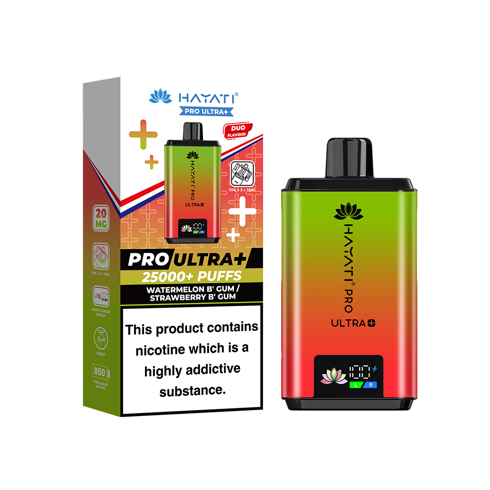 Hayati Pro Ultra Plus 25K Prefilled Vape Kit Watermelon B Gum Strawberry B Gum | The Ace of Vapez Distro